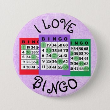 I Love Bingo Cards Button by Everything_Grandma at Zazzle