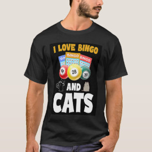 I Love Bingo & Cats Cute Retro Bingo Player Design T-Shirt
