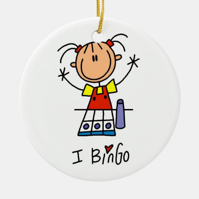 I Love Bingo Ceramic Ornament (Front)