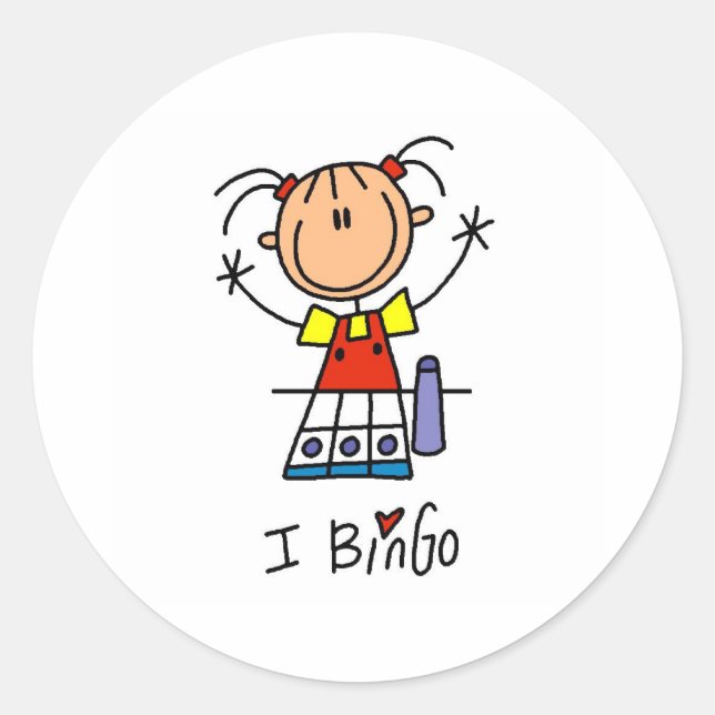 I Love Bingo Classic Round Sticker (Front)