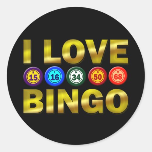 I LOVE BINGO CLASSIC ROUND STICKER