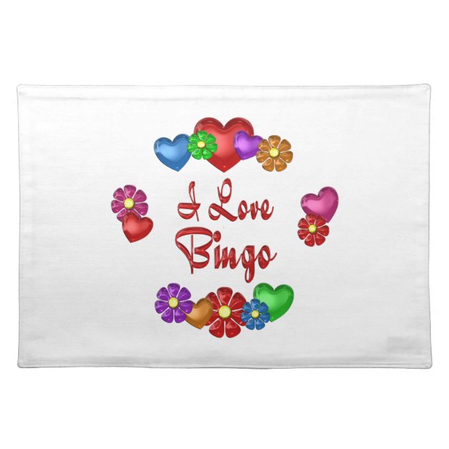 I Love Bingo Cloth Placemat (Front)