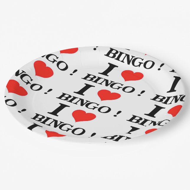 I Love Bingo Paper Plates (Angled)