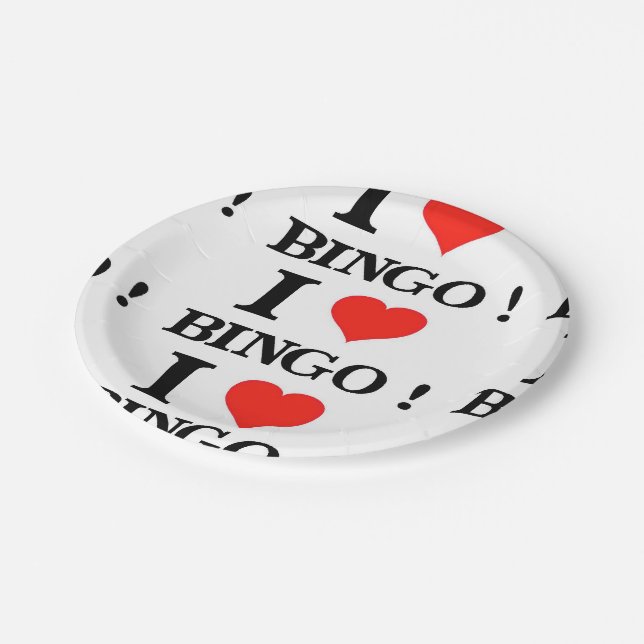I Love Bingo Paper Plates (Angled)