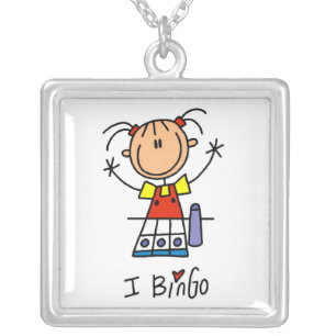 I Love Bingo Silver Plated Necklace