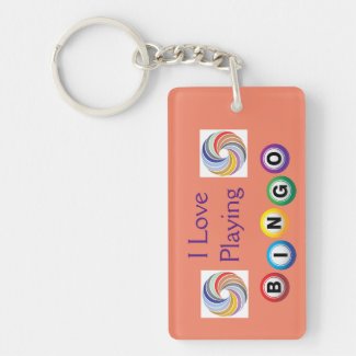 I Love BingonSwirls Rectangle Key Chain