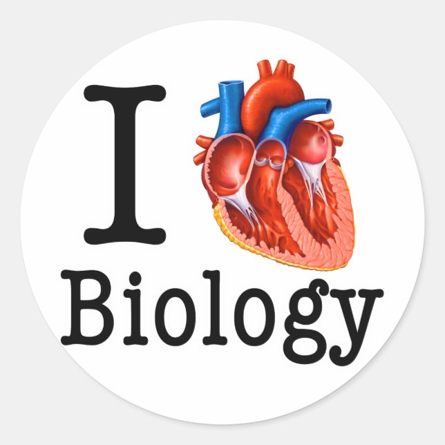 I Love Biology Classic Round Sticker (Front)