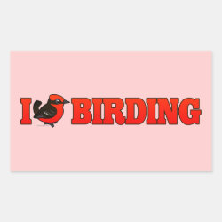 I Love Birding Vermilion Flycatcher Rectangle Sticker
