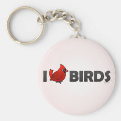 I Love Birds Basic Button Keychain