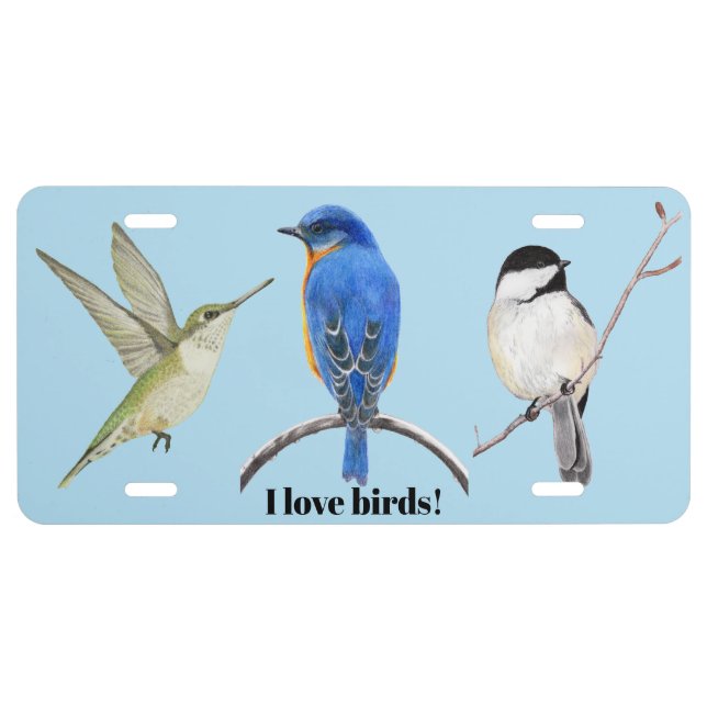 I Love Birds! License Plate (Front)