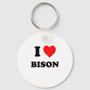 I Love Bison Keychain