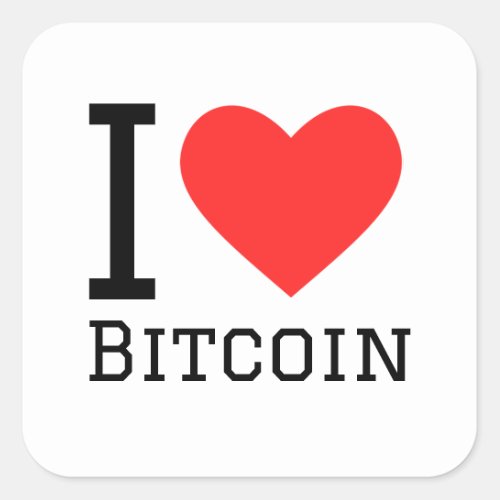 I love bitcoin square sticker
