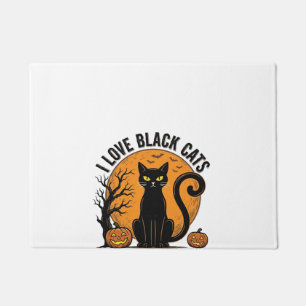 I Love Black Cats Halloween Vintage Shirt Design_1 Doormat