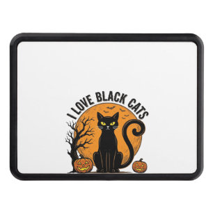 I Love Black Cats Halloween Vintage Shirt Design_1 Hitch Cover