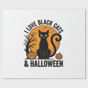 I Love Black Cats Halloween Vintage Shirt Design_1 Wrapping Paper