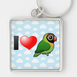 I Love Black-cheeked Lovebirds Premium Square Keychain