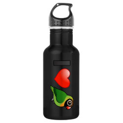 I Love Black-cheeked Lovebirds Water Bottle (24 oz)