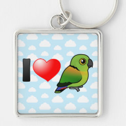 I Love Black-collared Lovebirds Premium Square Keychain