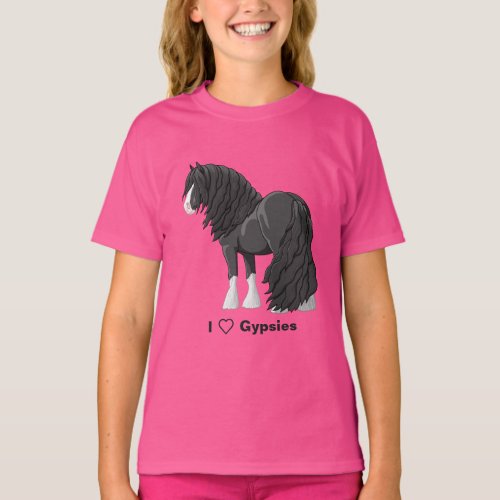 I Love Black Gypsy Vanner Draft Horses T_Shirt