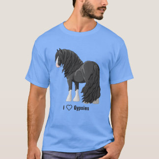I Love Black Gypsy Vanner Draft Horses T-Shirt