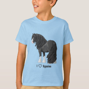 I Love Black Gypsy Vanner Draft Horses T-Shirt