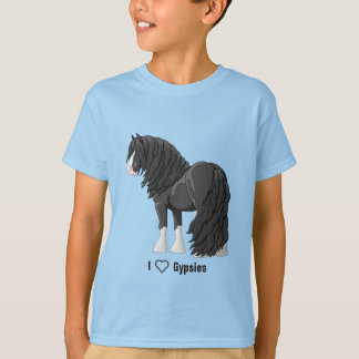 I Love Black Gypsy Vanner Draft Horses T-Shirt