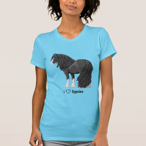 I Love Black Gypsy Vanner Draft Horses T_Shirt