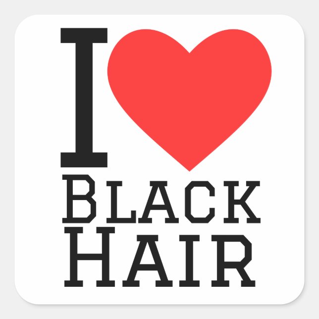 I love black hair square sticker (Front)