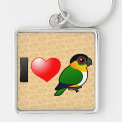 I Love Black-headed Parrots Premium Square Keychain