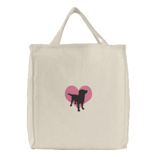 I Love Black Labradors Embroidered Tote Bag