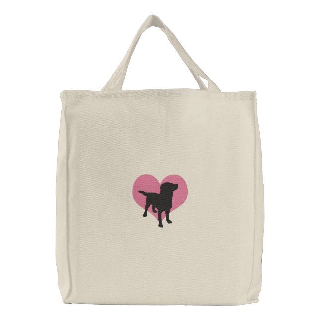 I Love Black Labradors Embroidered Tote Bag (Front)