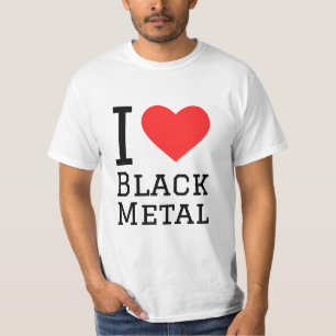I love black metal square sticker T-Shirt