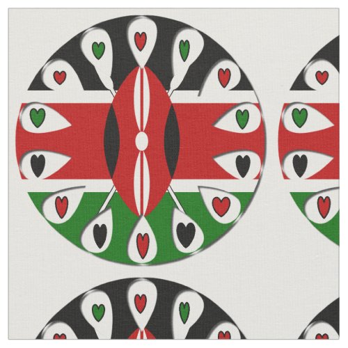 I Love Black Red Green Kenya National Flag Colors Fabric