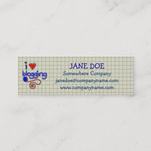 I Love Blogging Mini Business Card