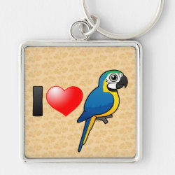 I Love Blue-and-yellow Macaws Premium Square Keychain