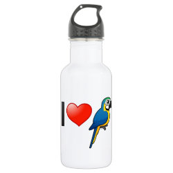 I Love Blue-and-yellow Macaws Water Bottle (24 oz)