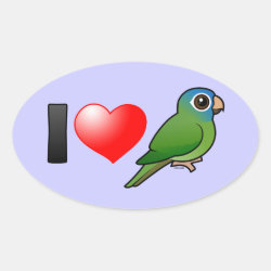 I Love Blue-crowned Conures Oval Sticker