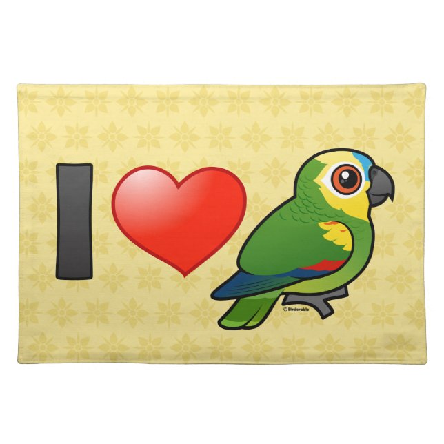 I Love Blue-fronted Amazons Cloth Placemat (Front)