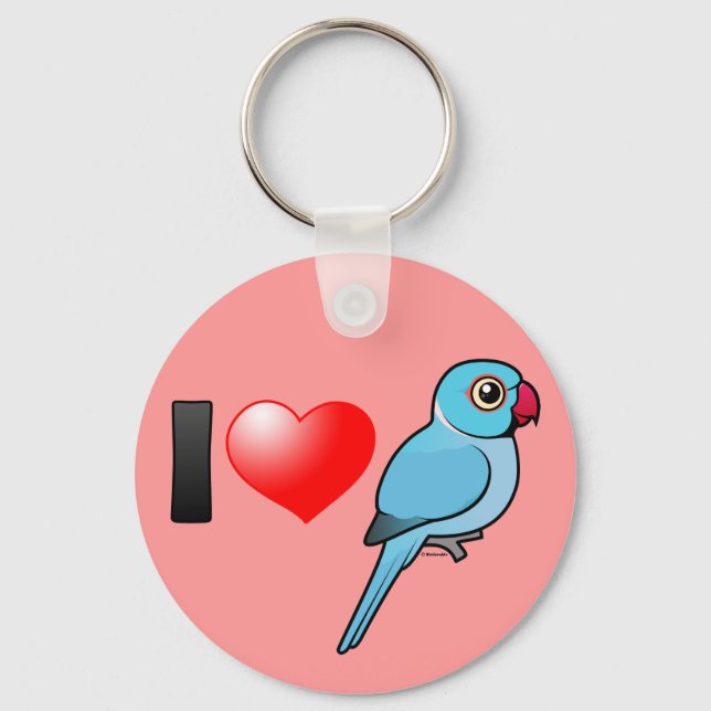 I Love Blue Indian Ringnecks Keychain (Front)