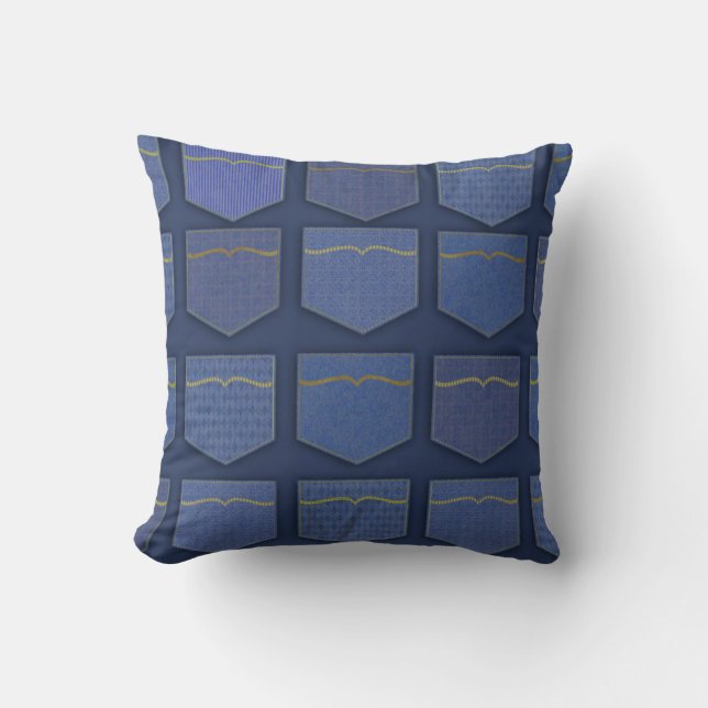 I Love Blue Jeans Throw Pillow (Front)