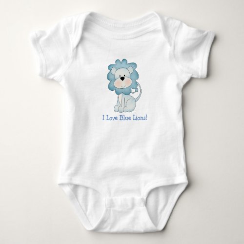 I Love Blue Lions Baby Bodysuit