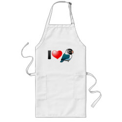 I Love Blue Masked Lovebirds Long Apron