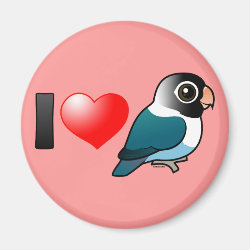 I Love Blue Masked Lovebirds Round Magnet
