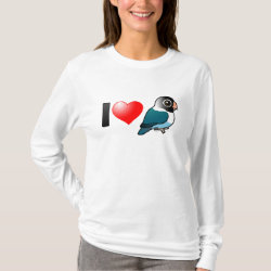 I Love Blue Masked Lovebirds Women's Basic Long Sleeve T-Shirt