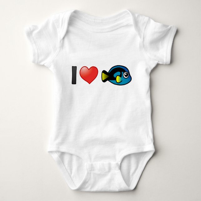 I Love Blue Tang Baby Bodysuit (Front)