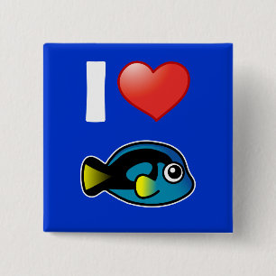 I Love Blue Tang Button