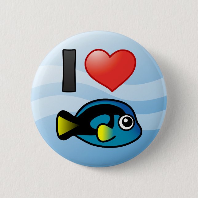 I Love Blue Tang Pinback Button (Front)