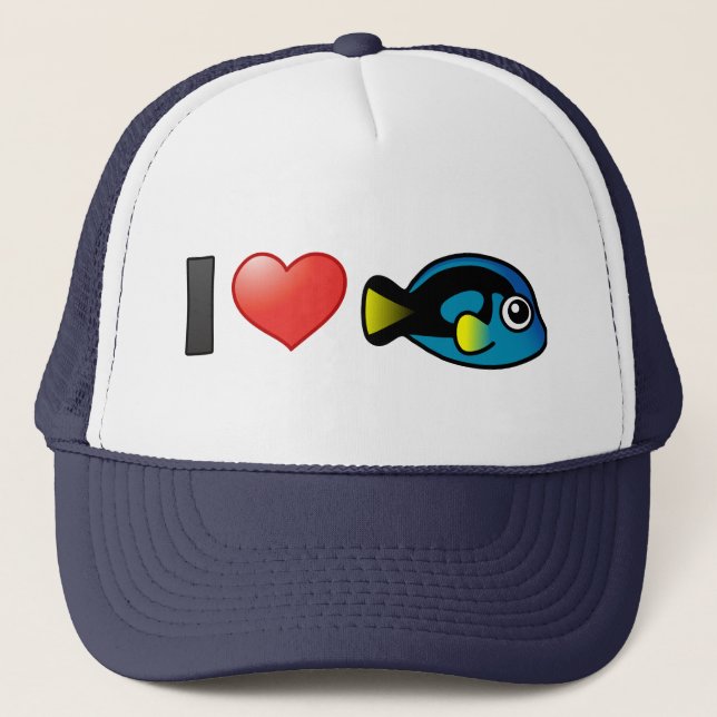 I Love Blue Tang Trucker Hat (Front)