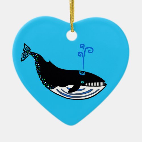 I love Blue WHALES _ Animal _Wildlife _Ocean blue Ceramic Ornament