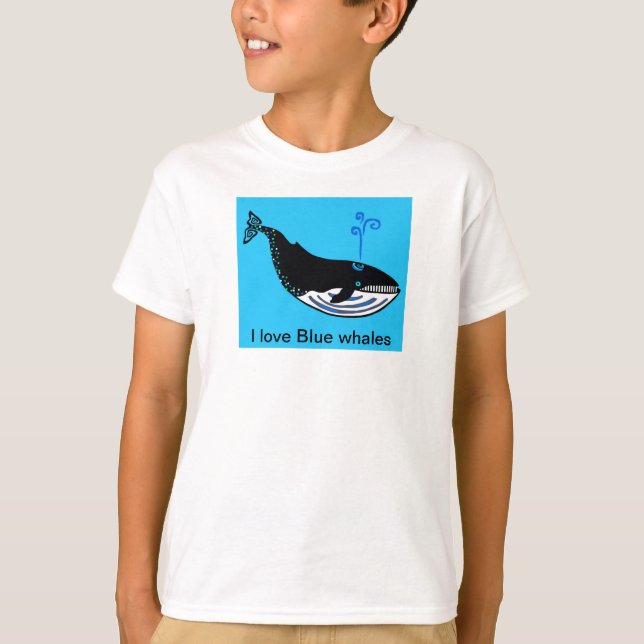 I love BLUE WHALES - Endangered animal graphic T-Shirt (Front)